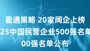 盈通策略 20家闽企上榜！2025中国民营企业500强名单公布